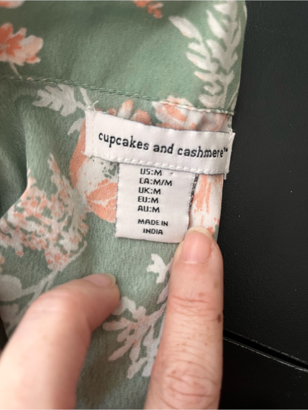 cupcakes & cashmere Sage Floral Button-Up Top with Peach Accents - Picture 6 of 10
